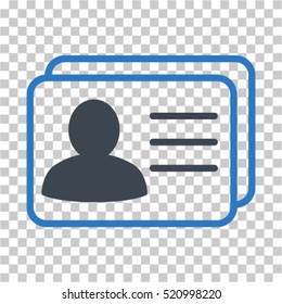 Account Cards icon. Vector pictogram style is a flat bicolor symbol, smooth blue colors, chess transparent background. Designed for software and web interface toolbars and menus.