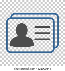 Account Cards icon. Vector pictograph style is a flat bicolor symbol, cobalt and gray colors, chess transparent background. Designed for software and web interface toolbars and menus.