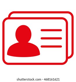 Account Cards icon. Vector style is flat iconic symbol with rounded angles, red color, white background.