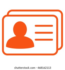 Account Cards icon. Vector style is flat iconic symbol with rounded angles, orange color, white background.