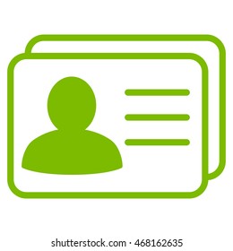 Account Cards icon. Vector style is flat iconic symbol with rounded angles, eco green color, white background.