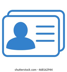 Account Cards icon. Vector style is flat iconic symbol with rounded angles, cobalt color, white background.