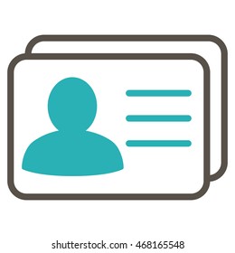 Account Cards icon. Vector style is bicolor flat iconic symbol with rounded angles, grey and cyan colors, white background.