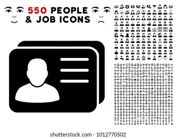 Account Cards pictograph with 550 bonus pity and glad men pictures. Vector illustration style is flat black iconic symbols.