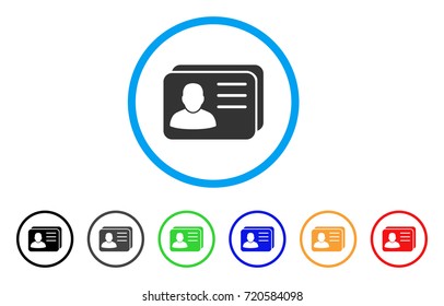 Account Cards rounded icon. Style is a flat account cards gray symbol inside light blue circle with black, gray, green, blue, red, orange color versions.