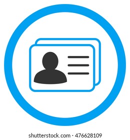 Account Cards rounded icon. Vector illustration style is flat iconic bicolor symbol, blue and gray colors, white background.