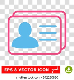 Account Cards vector icon. Image style is a flat pink and blue icon symbol.
