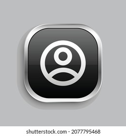 account circle line icon design. Glossy Button style rounded rectangle isolated on gray background. Vector illustration