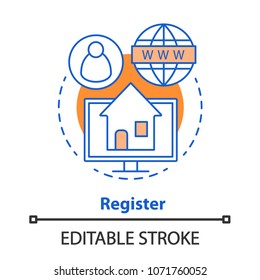 Account creating concept icon. New user registration idea thin line illustration. Homepage. Vector isolated outline drawing. Editable stroke