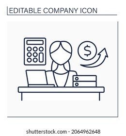 Account Department Line Icon. Financial Statements Preparation.Bills Payment, Customer Bills Preparation, Payroll.Managing Economic.Company Concept. Isolated Vector Illustration. Editable Stroke