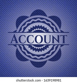 Account emblem with denim texture. Vector Illustration. Detailed.