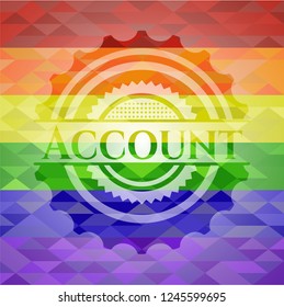 Account emblem on mosaic background with the colors of the LGBT flag