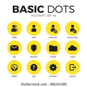 Account flat icons set with users isolated vector illustration on white
