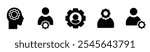 Account gear icon. Profile setting vector symbol. Simple User setup outline icons. Personalization icons set. Customer options web icon. vector stock