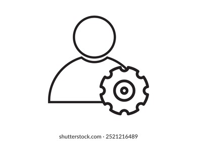 Account gear icon. Profile setting vector symbol. Simple User setup outline icons. Personalization icons set. Customer options web icon. EP