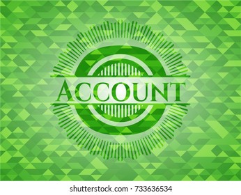 Account green emblem. Mosaic background