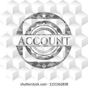 Account grey emblem with geometric cube white background
