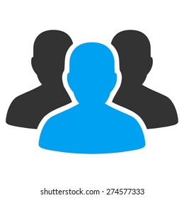 Account group icon. This isolated flat symbol uses modern corporation light blue and gray colors.