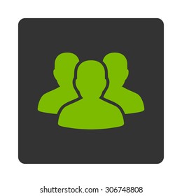Account Group vector icon. This flat rounded square button uses eco green and gray colors and isolated on a white background.