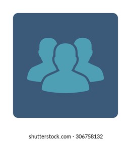 Account Group vector icon. This flat rounded square button uses cyan and blue colors and isolated on a white background.