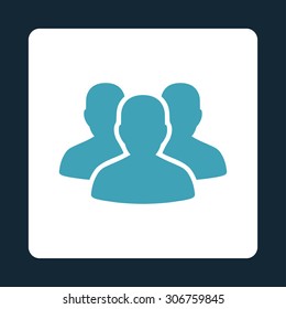 Account Group vector icon. This flat rounded square button uses blue and white colors and isolated on a dark blue background.
