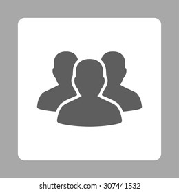 Account Group vector icon. This flat rounded square button uses dark gray and white colors and isolated on a silver background.