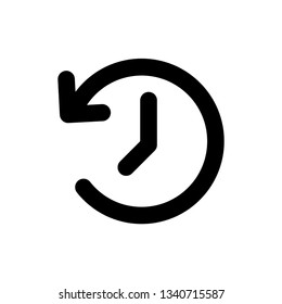 Account history linear vector icon for apps and websites, watch rewind pictogram