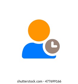 account history symbol. user with clock icon vector, solid logo illustration, colorful pictogram isolated on white