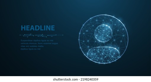 Account Icon. Abstract Web User Persion Logo On Circle Isolated On Blue. Vector Illustration. Business Avatar, Register New Member, Web Admin Account, Social Network, Login Concept