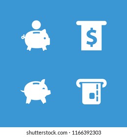 Account icon. collection of 4 account filled icons such as piggy bank, money in atm, money box. editable account icons for web and mobile.