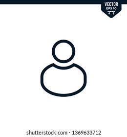 Account icon collection in outlined, editable stroke vector