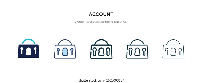 account icon in different style vector illustration. two colored and black account vector icons designed in filled, outline, line and stroke style can be used for web, mobile, ui