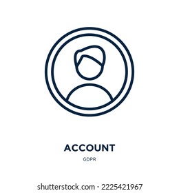 Account-Symbol aus der gdpr-Sammlung. Dünne lineare Buchführung, Geschäftswelt, Investitionssymbol einzeln auf weißem Hintergrund. Zeilenvektorkontenzeichen, Symbol für Web und Mobile