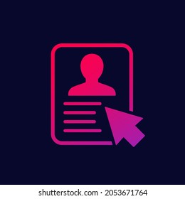 icono de cuenta en oscuro, vector