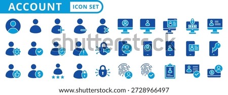 account icon pack flat style illustration collection for user profile and autentication
