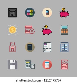 account icon set. vector set about cash machine, investment, piggy bank and atm icons set.