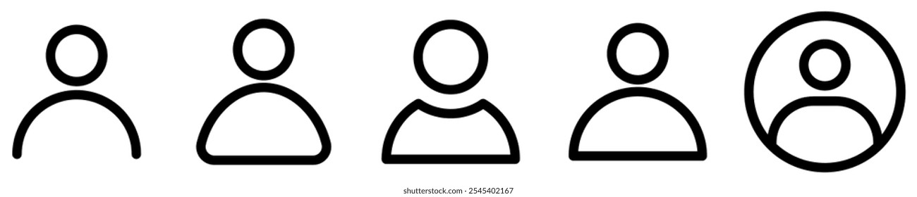 Ícone Conta. Conjunto de ícones de perfil de usuário. Perfil, silhueta de pessoas, pessoa, avatar, inscrição botão vetor coleção.  Estoque de vetor em Estilo Mínimo