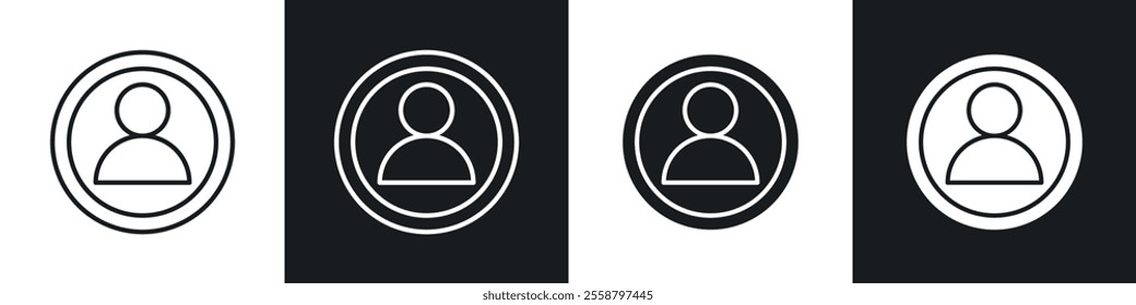 Account icon vector collection in black and white.