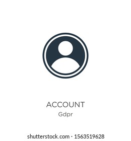 Account icon vector. Trendy flat account icon from gdpr collection isolated on white background. Vector illustration can be used for web and mobile graphic design, logo, eps10