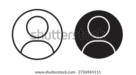 Account icons in filled, thin line, outline and strokes
