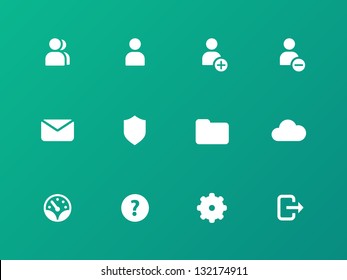 Account icons on green background. Vector.