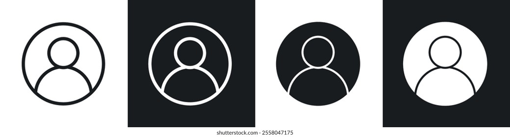 Account icons pack in black and white filled and outlined versions.