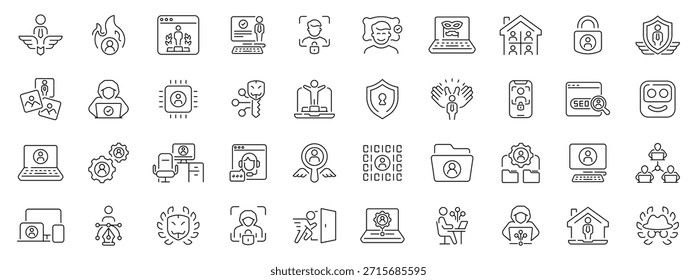 Conjunto de iconos de Cuenta: iconos de línea editables. esquema, usuario, gestión de perfiles