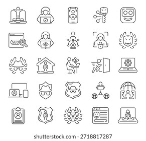 Conjunto de iconos de Cuenta: iconos de línea editables. esquema, usuario, gestión de perfiles