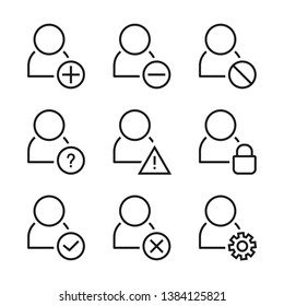 Account icons set. Simple line icon. Isolate on white background.