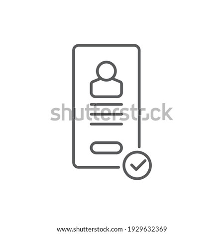 account id verification icon, color, line, outline vector sign, linear style pictogram isolated on white. Symbol, logo illustration