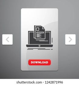 account, Laptop, Report, Print, Resume Glyph Icon in Carousal Pagination Slider Design & Red Download Button