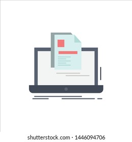 account, Laptop, Report, Print, Resume Flat Color Icon Vector