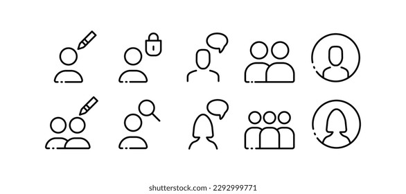 Account. Line icon, black, user account. Vector icons.