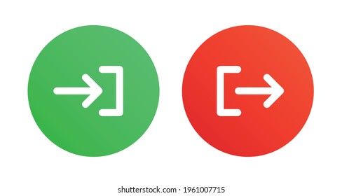Account login and logout icon on red and green button.